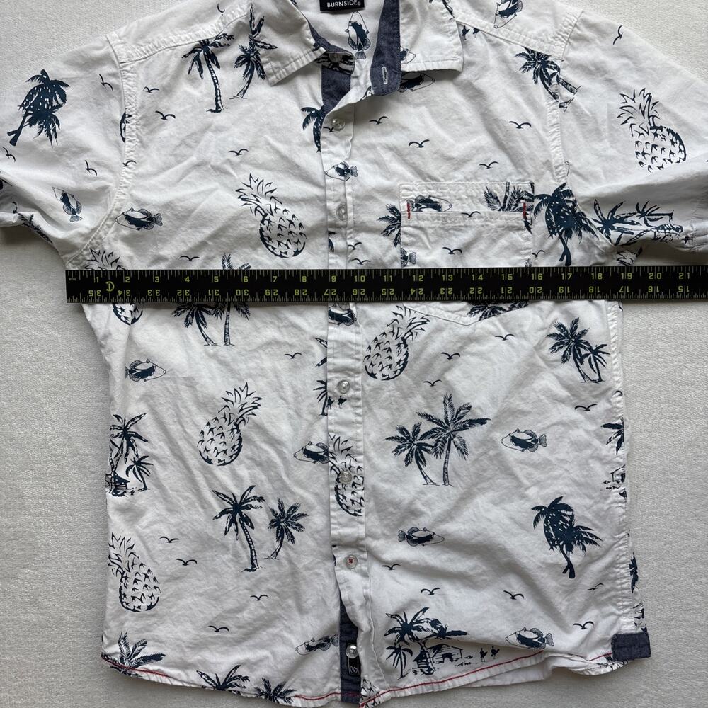 Burnside‎ Men Hawaiian Shirt Medium Short Sleeve Palm Tree Pineaple Fish - Picture 11 of 14